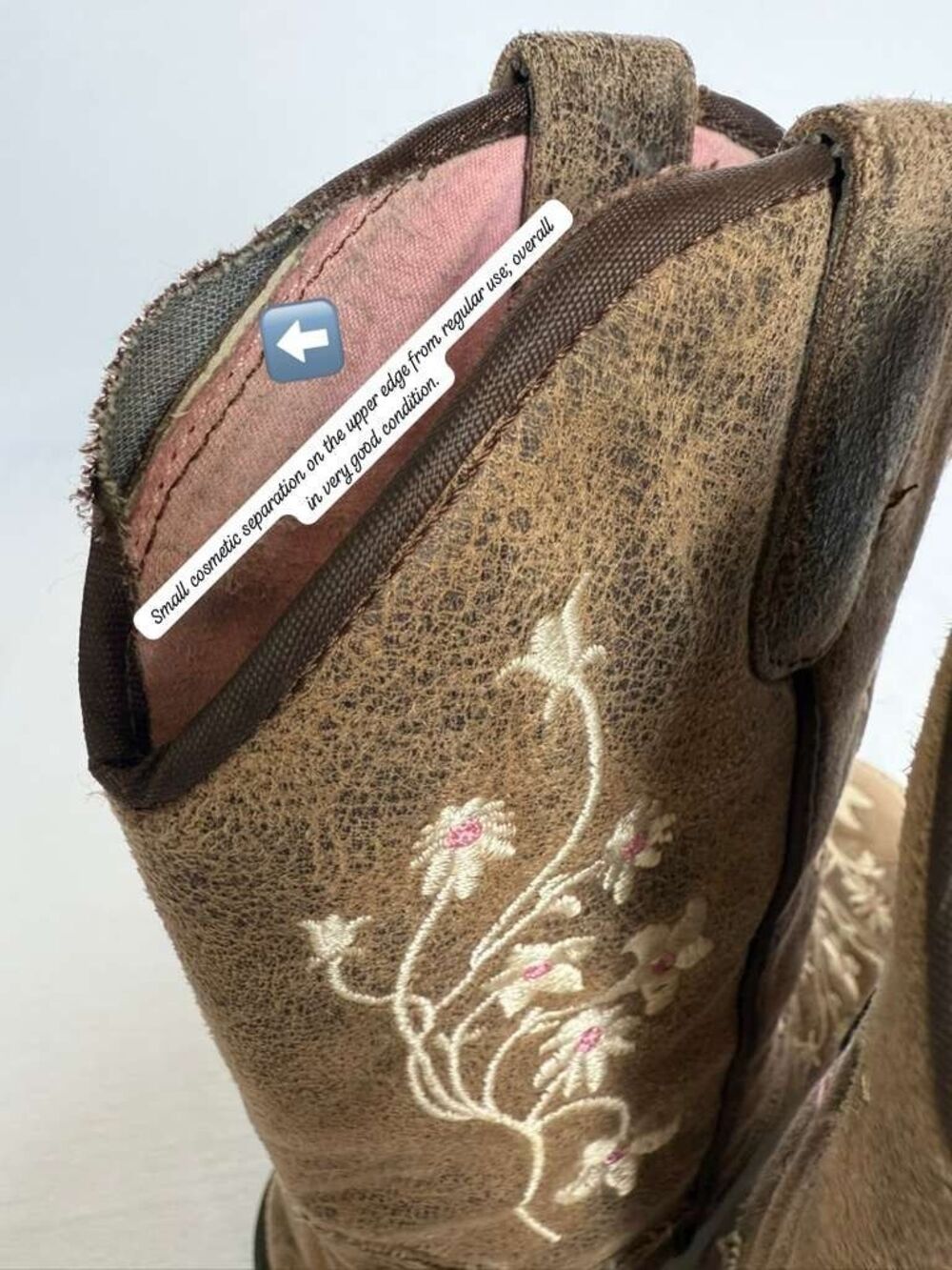 M&F Western Products Kids Cowboy Boots Brown Floral Embroidered Leather size 11 - Picture 7 of 9